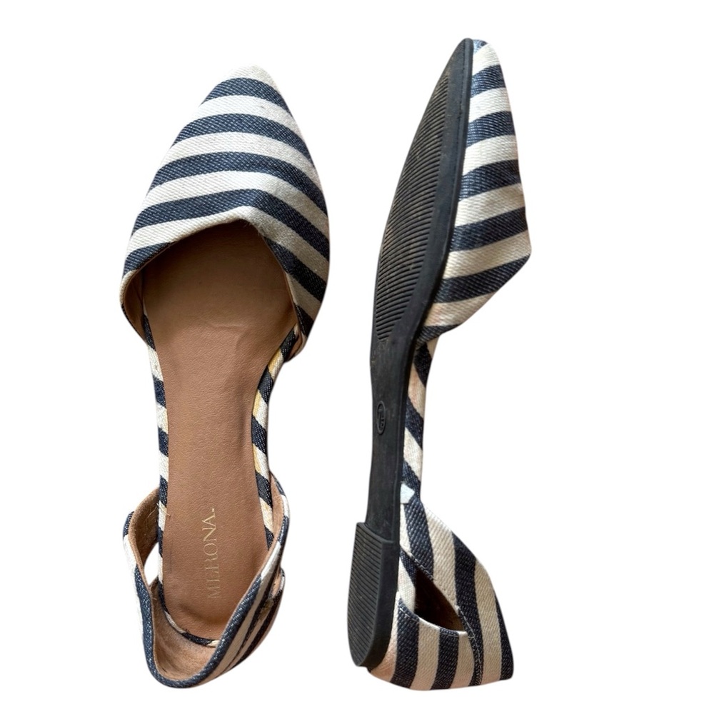 Merona | Striped Blue and White Fabric Flats, Size 7.5
